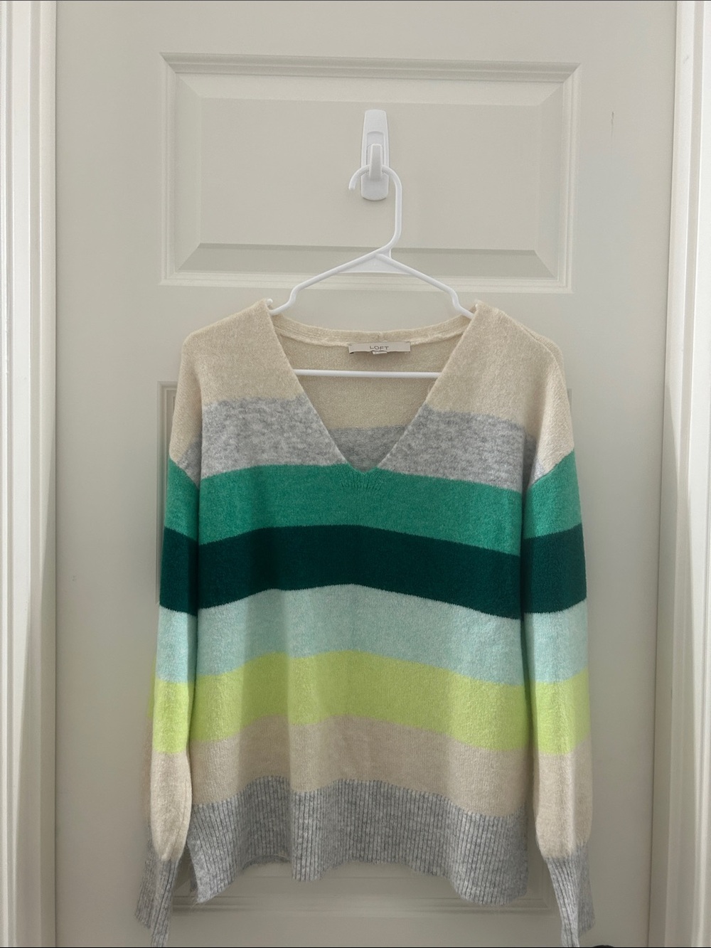 LOFT Striped V-Neck Sweater